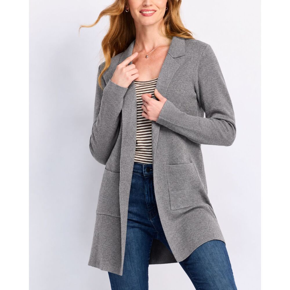 Fortune + Ivy Najee Coatigan Gray Collar Open Front Sweater Coat Size Small NWT